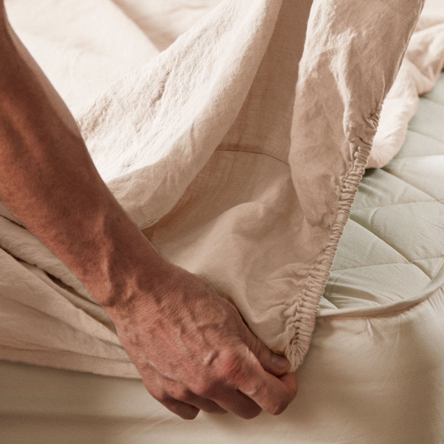 Product image of Mariana Linen Blend Fitted Sheet - Sand by Woolroom – premium bed linen
