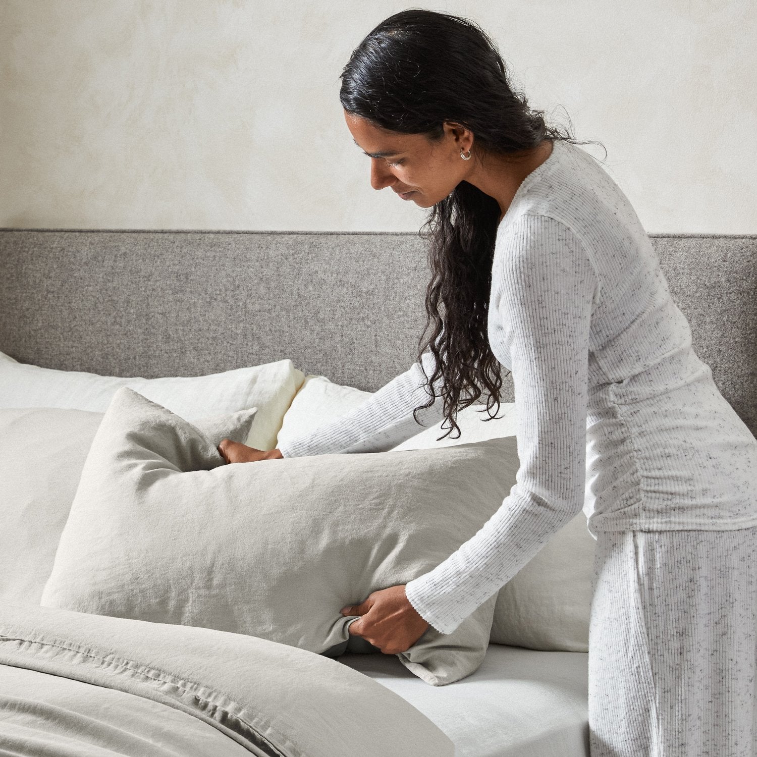 Product image of Mariana Linen Blend Pillow Case - Pebble by Woolroom – premium bed linen