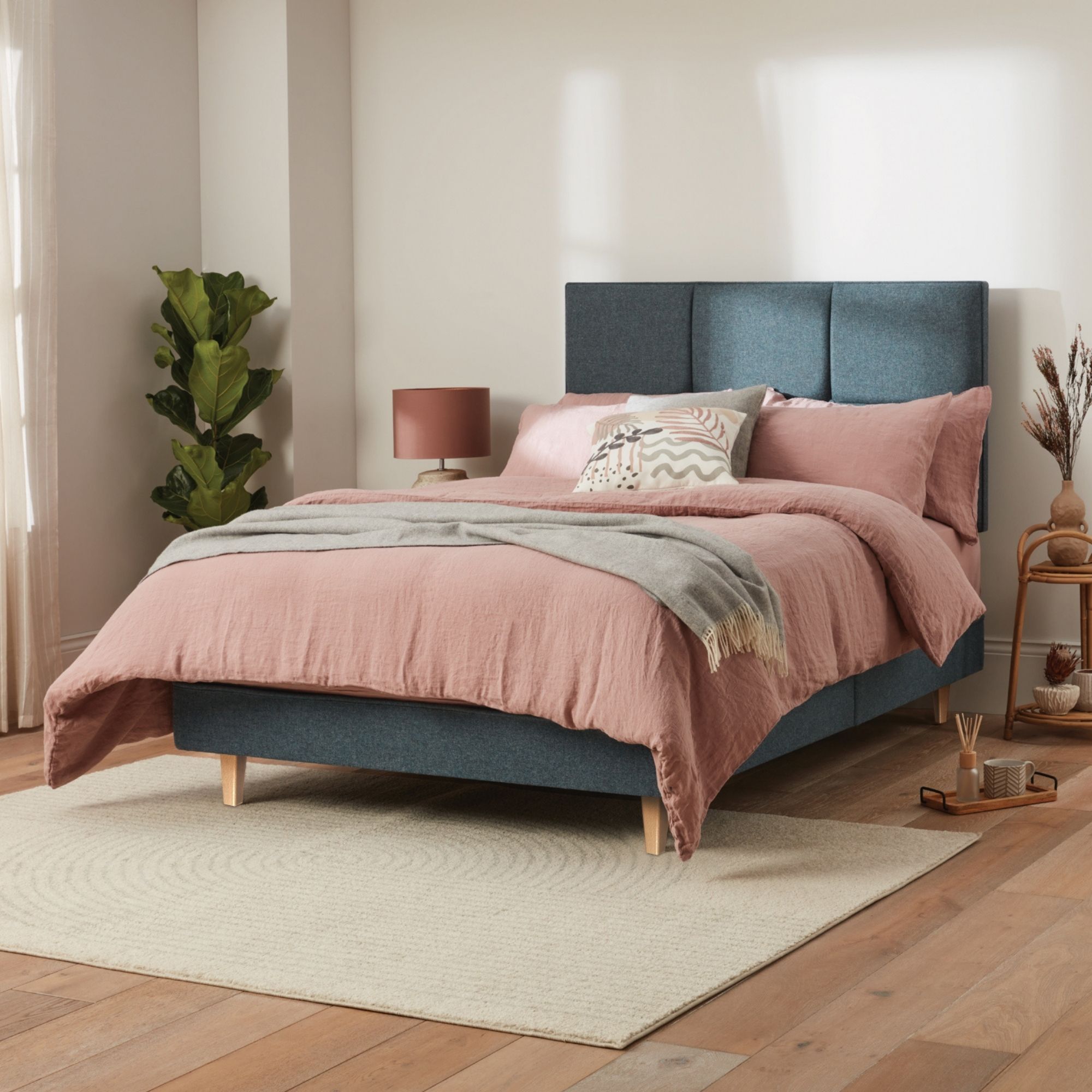 Product image of Audley Upholstered Divan On Legs - Pine by Woolroom – premium divans