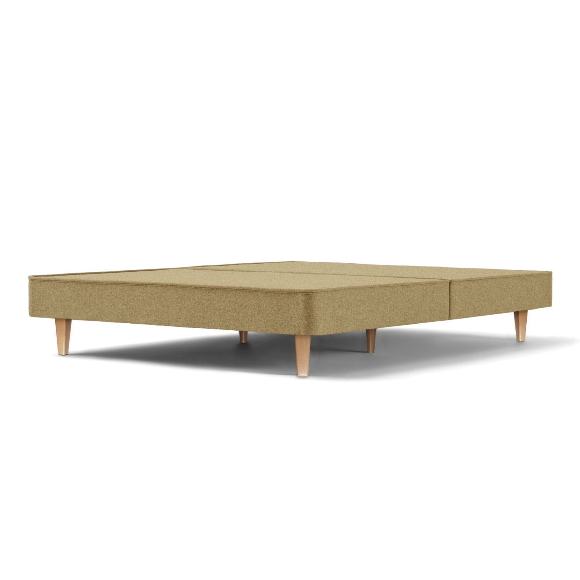 The Woolroom Audley Upholstered Divan with wooden legs in the colour Walnut, which is a brown upholstery.